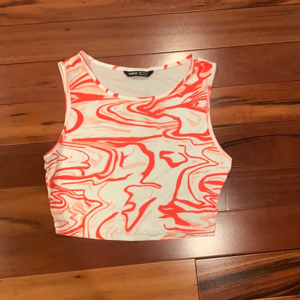 Women’s small orange swirl tank top